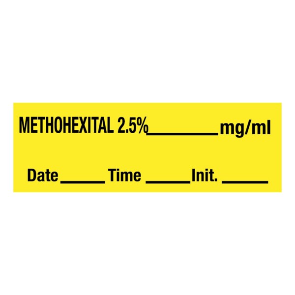 Methohexital 2.5%_mg/ml DTI 1/2 x 500 Yellow w/Black